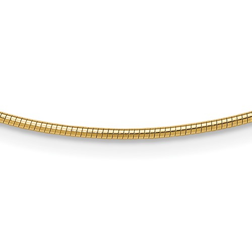 14K Yellow Gold Polished 1.4mm Round Omega Necklace, 16"