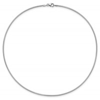 14K White Gold Polished 1.4mm Round Omega Necklace, 16" view 2