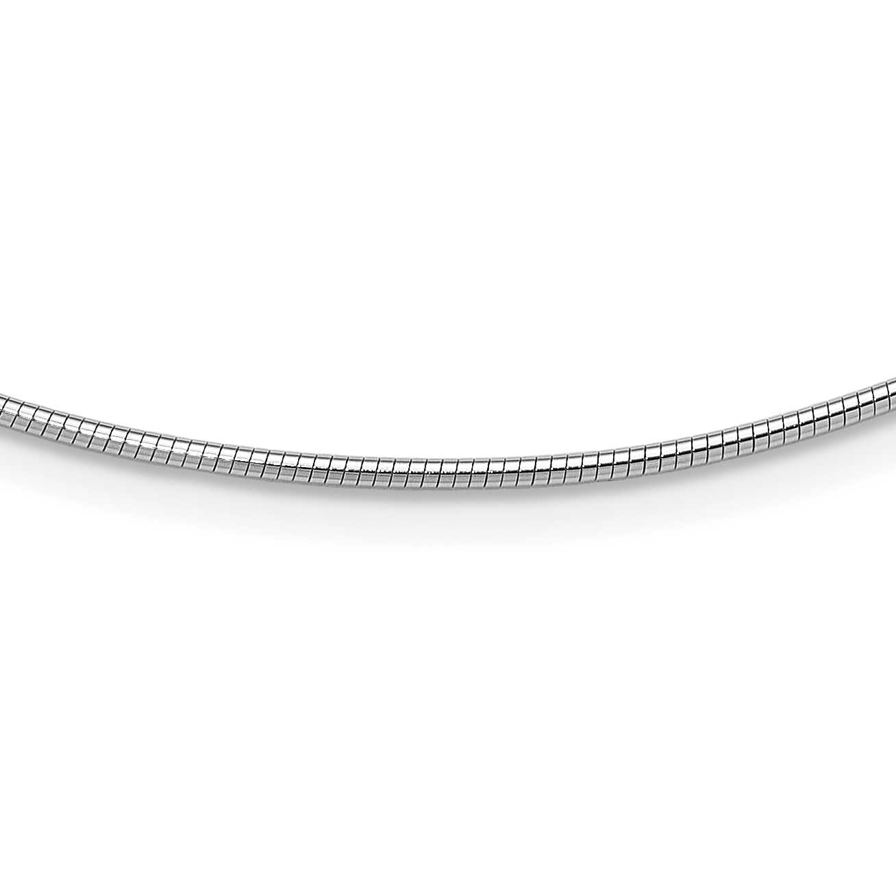 14k White Gold Polished 1.4mm 16 inch Round Omega Necklace (OM2W-16)