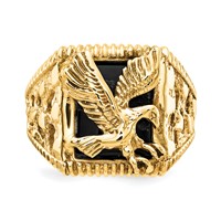 IB Goodman 14K Yellow Gold Onyx Eagle Mens Ring view 5