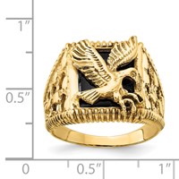 IB Goodman 14K Yellow Gold Onyx Eagle Mens Ring view 3