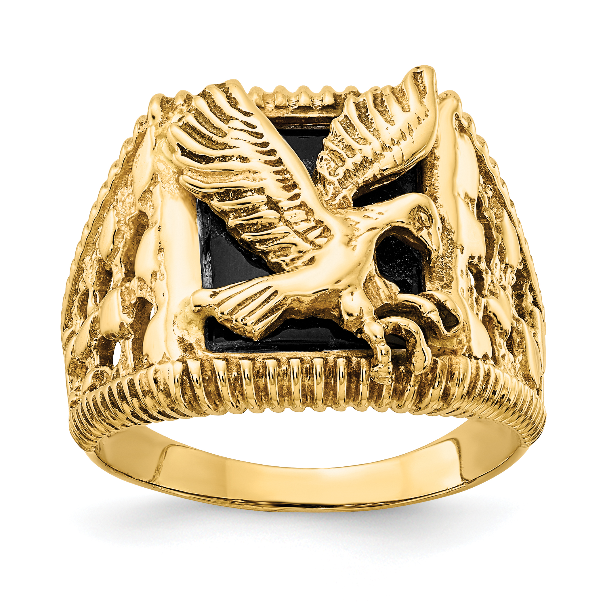 14k Men's Onyx Eagle Ring (OR53)