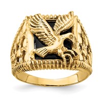 IB Goodman 14K Yellow Gold Onyx Eagle Mens Ring view 1