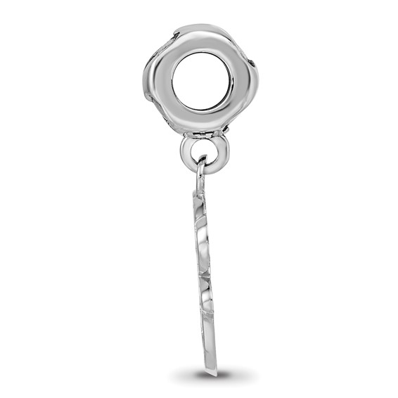 Sterling Silver Rh-plated LogoArt Baltimore Orioles Bird Head Heart Bead