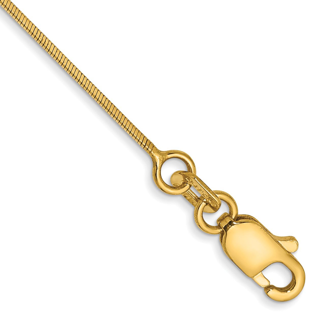 14K 10 inch .6mm Octagonal Snake with Lobster Clasp Anklet (OSA080-10)