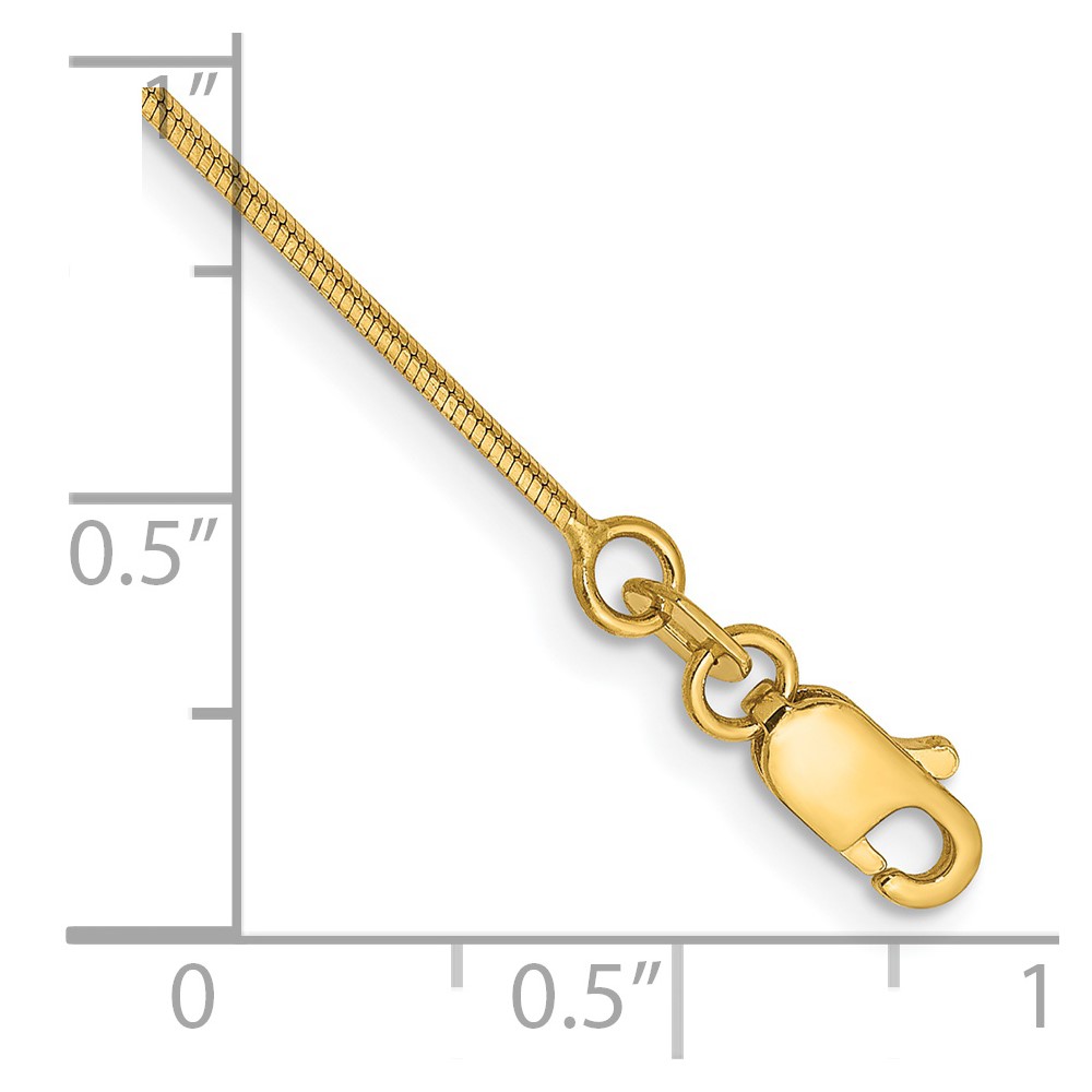14K 10 inch .8mm Octagonal Snake with Lobster Clasp Anklet (OSA100-10)