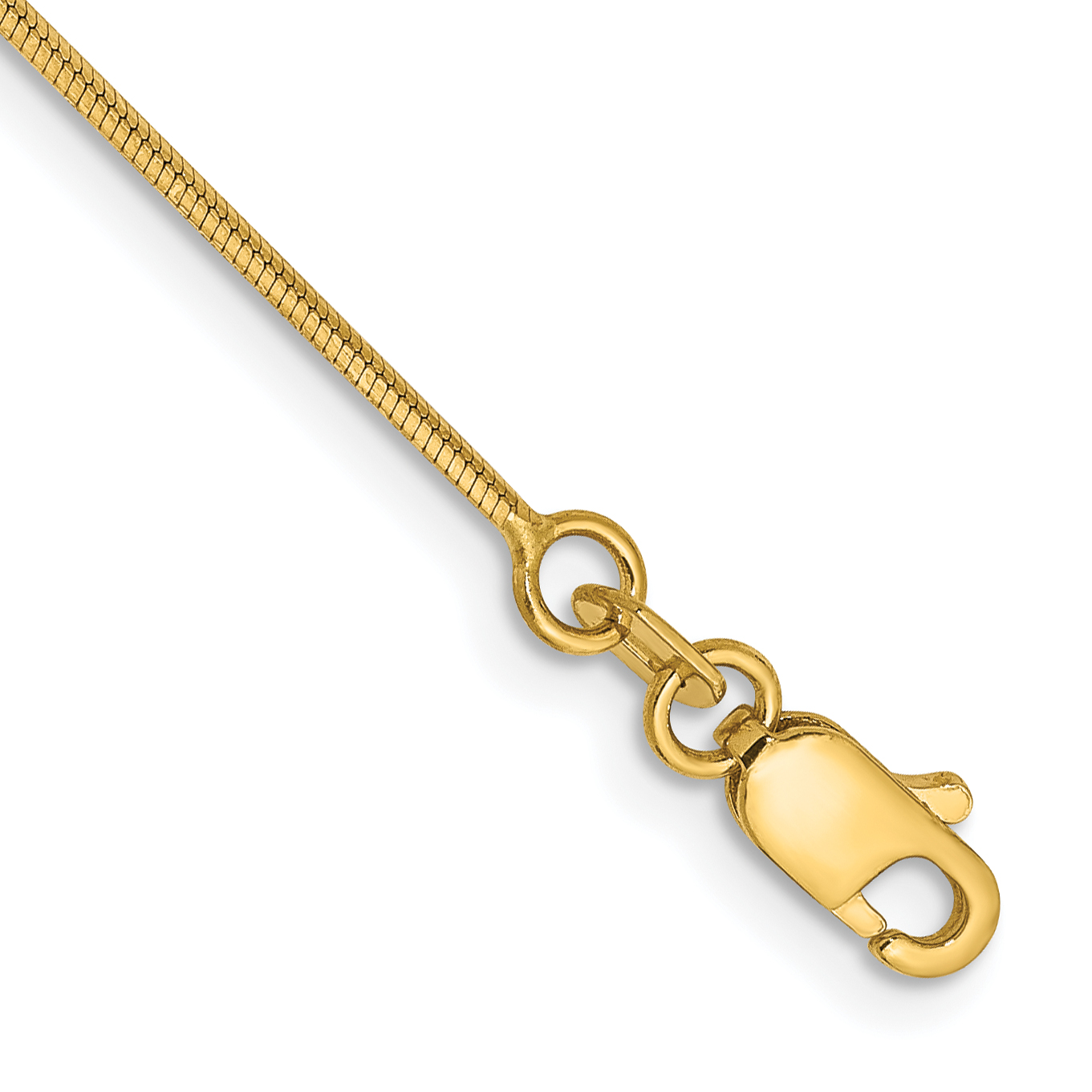 14K 10 inch .8mm Octagonal Snake with Lobster Clasp Anklet (OSA100-10)