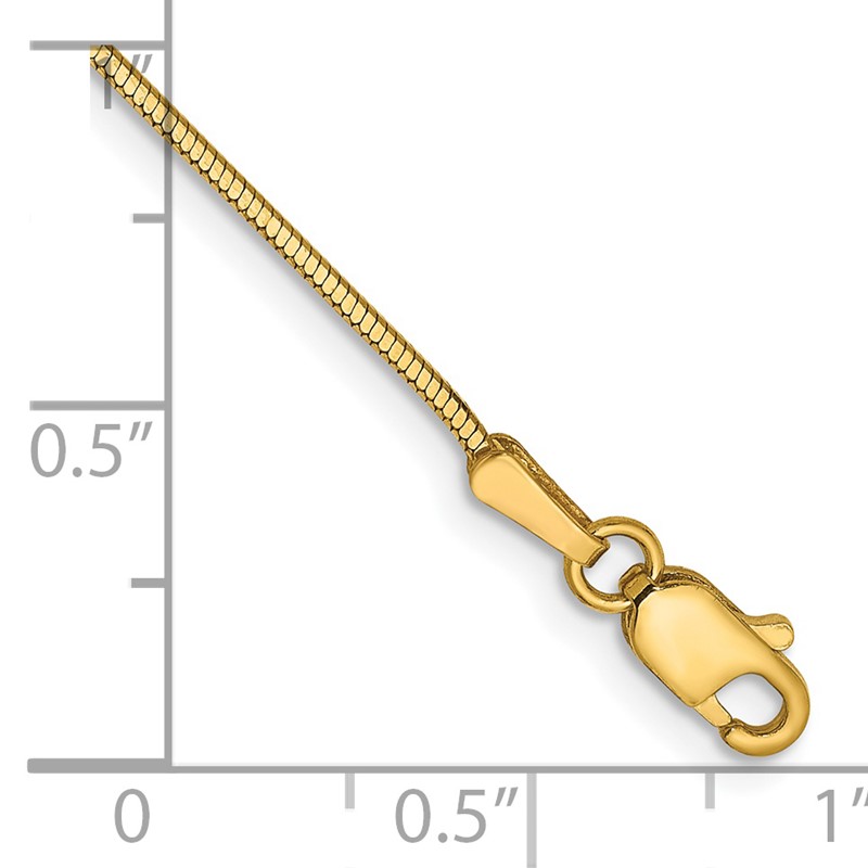 14K 7 inch .9mm Octagonal Snake with Lobster Clasp Bracelet