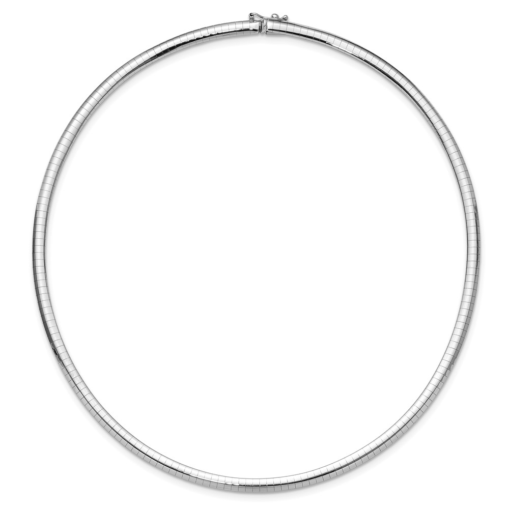 14k White Gold Polished 4mm Standard Weight 16 inch Domed Omega Necklace (OW4-16)