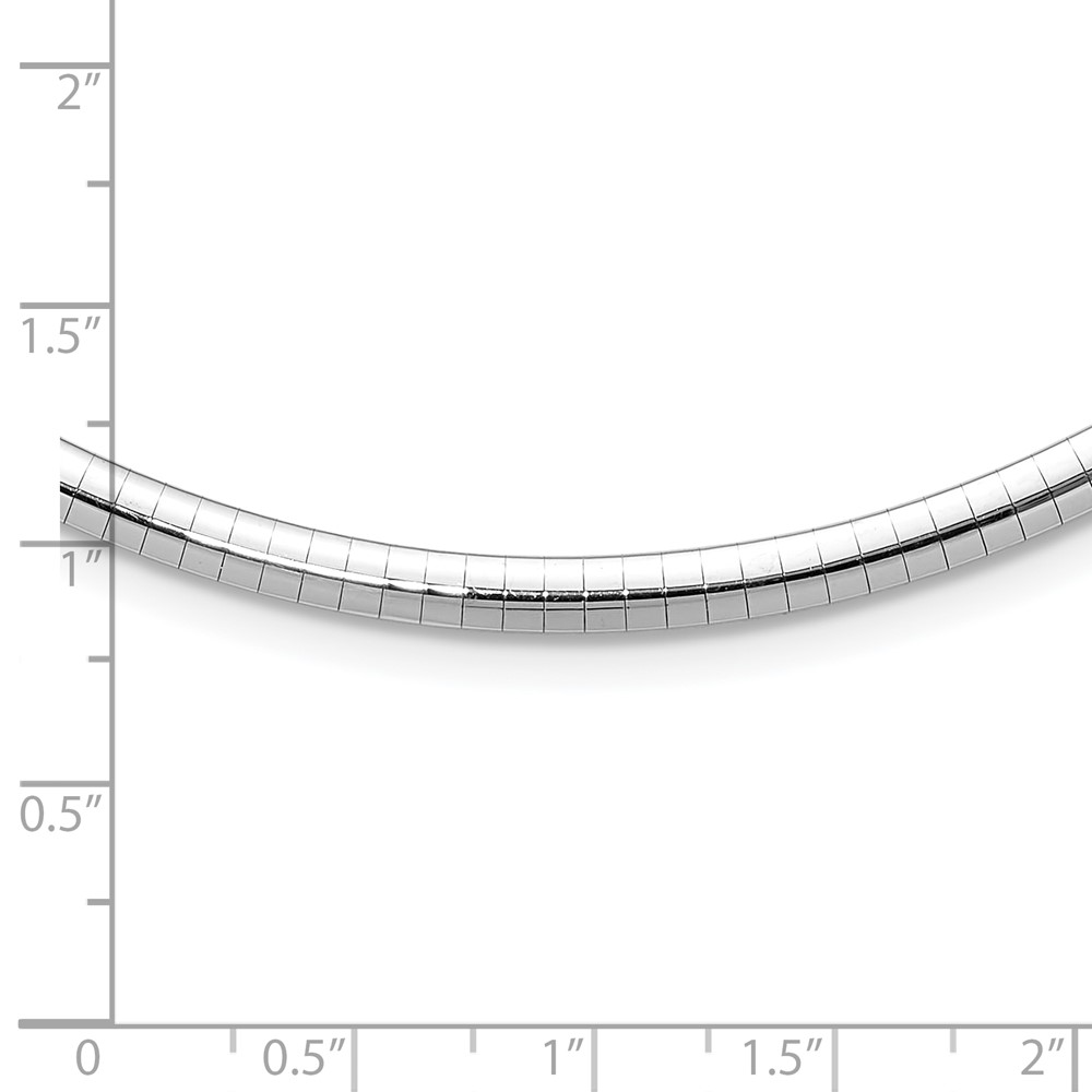 14k White Gold Polished 4mm Standard Weight 16 inch Domed Omega Necklace (OW4-16)