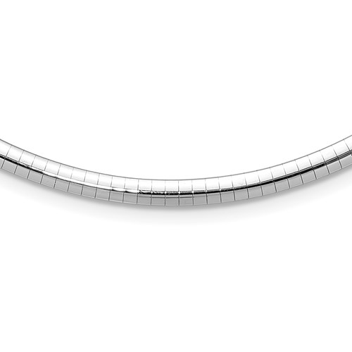 14K White Gold Polished 4mm Standard Weight Domed Omega Necklace, 16"