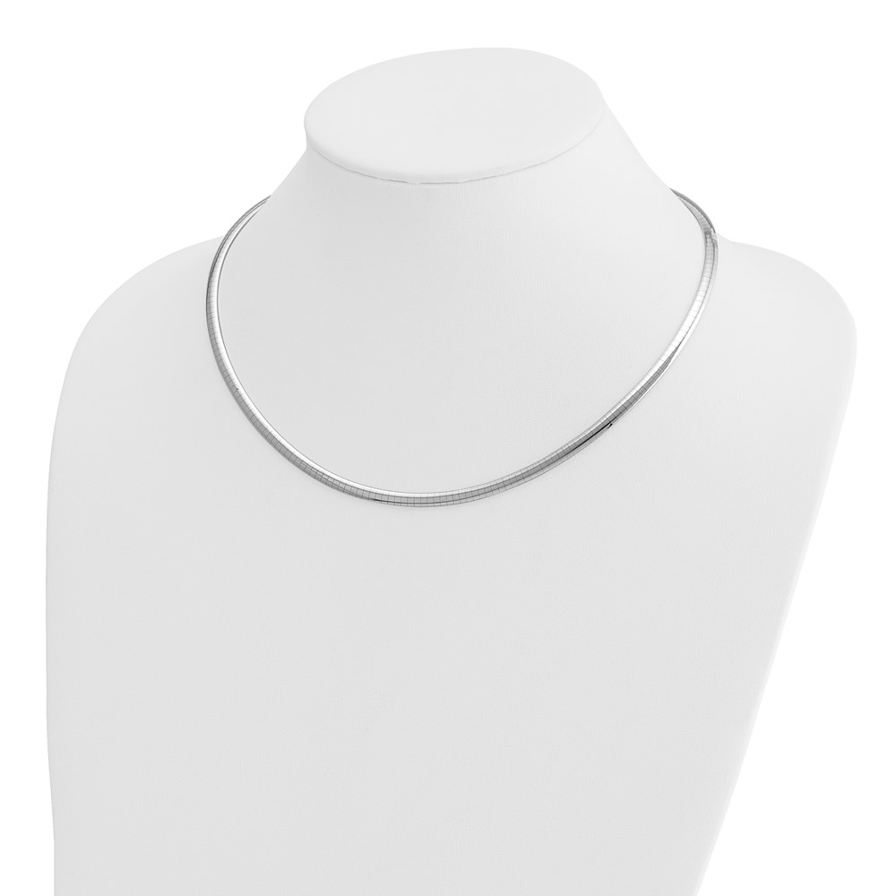 14k White Gold Polished 4mm Standard Weight 18 inch Domed Omega Necklace (OW4-18)