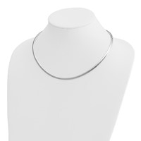 14K White Gold Polished 4mm Standard Weight Domed Omega Necklace, 18" view 3