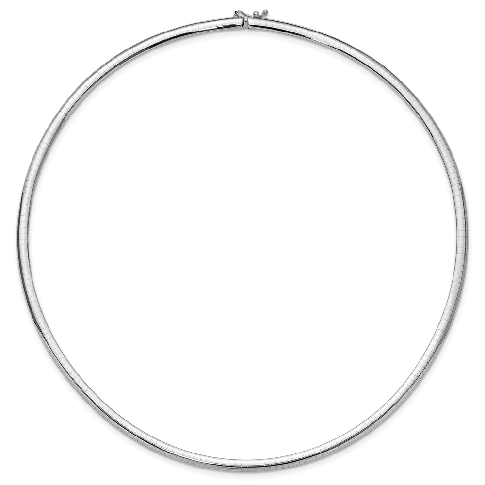 14k White Gold Polished 4mm Standard Weight 18 inch Domed Omega Necklace (OW4-18)