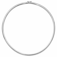 14K White Gold Polished 4mm Standard Weight Domed Omega Necklace, 18" view 2