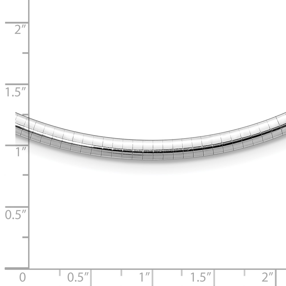 14k White Gold Polished 4mm Standard Weight 18 inch Domed Omega Necklace (OW4-18)