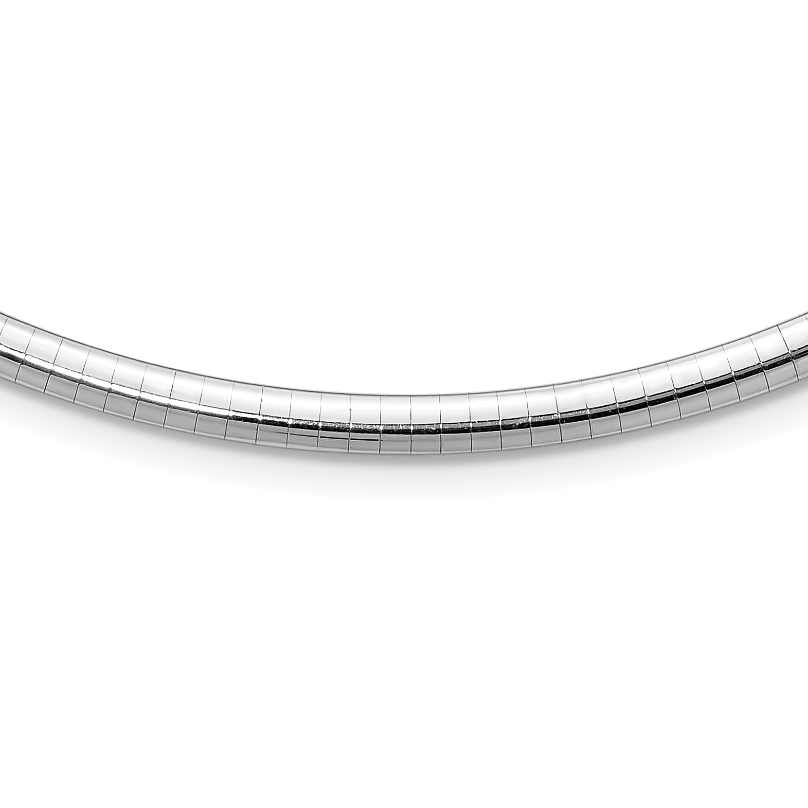 14k White Gold Polished 4mm Standard Weight 18 inch Domed Omega Necklace (OW4-18)