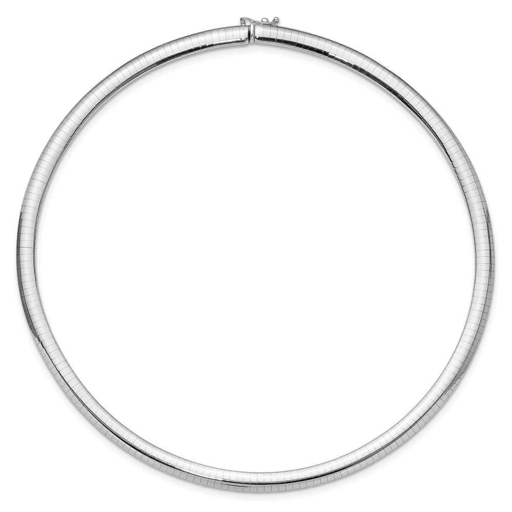 14k White Gold Polished 6mm Standard Weight 16 inch Domed Omega Necklace (OW6-16)