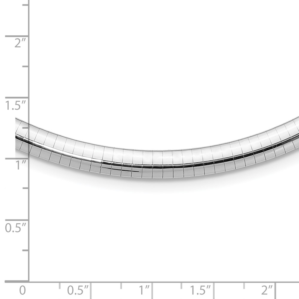 14k White Gold Polished 6mm Standard Weight 16 inch Domed Omega Necklace (OW6-16)