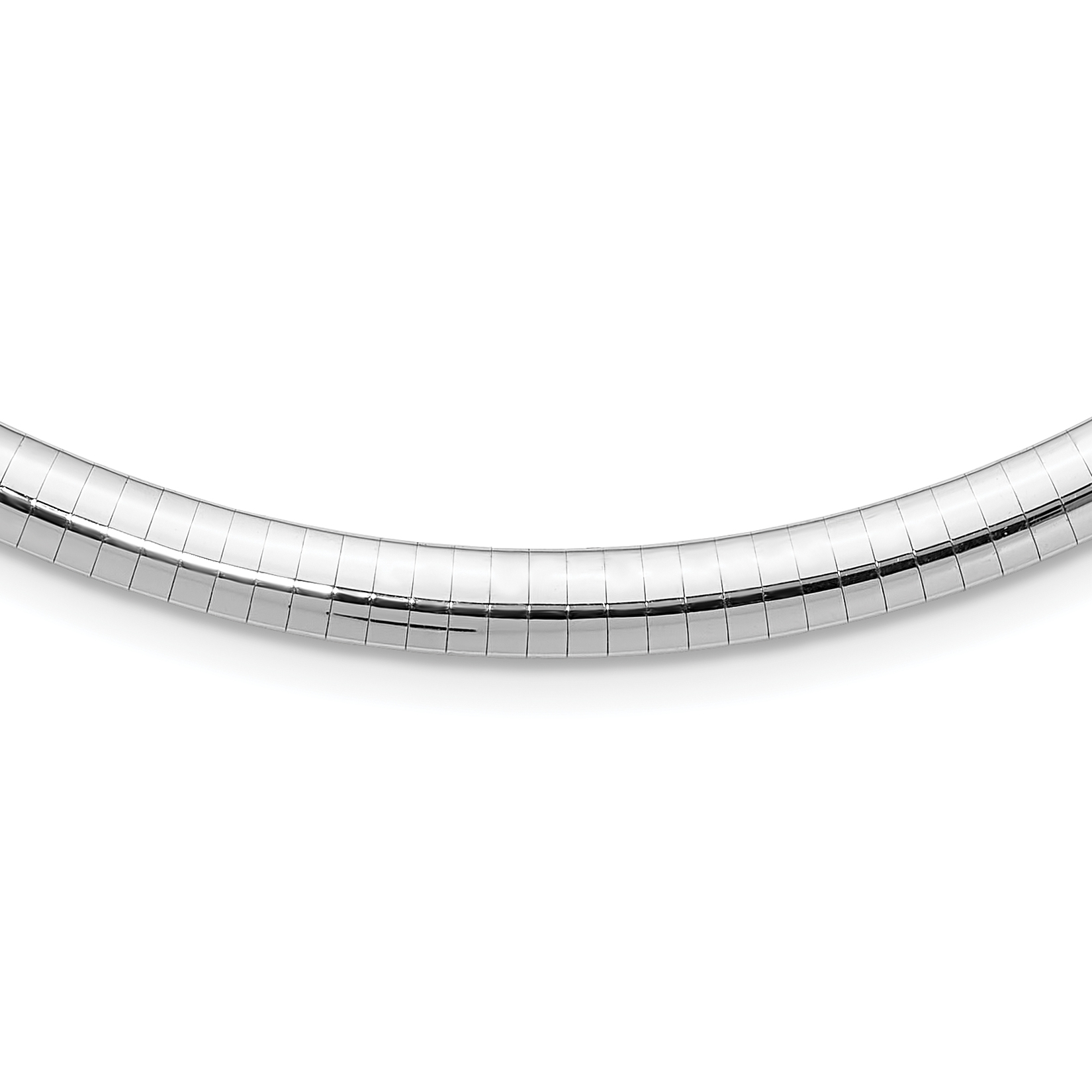 14k White Gold Polished 6mm Standard Weight 16 inch Domed Omega Necklace (OW6-16)