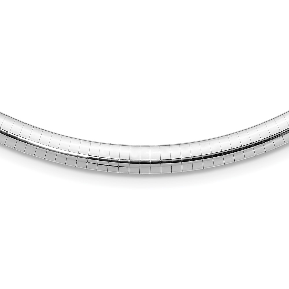 14k White Gold Polished 6mm Standard Weight 16 inch Domed Omega Necklace (OW6-16)