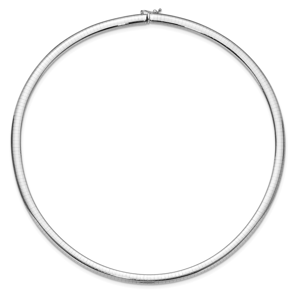 14k White Gold Polished 6mm Standard Weight 18 inch Domed Omega Necklace (OW6-18)