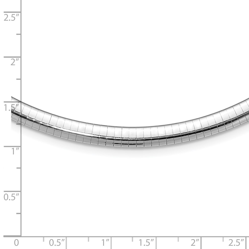 14k White Gold Polished 6mm Standard Weight 18 inch Domed Omega Necklace (OW6-18)