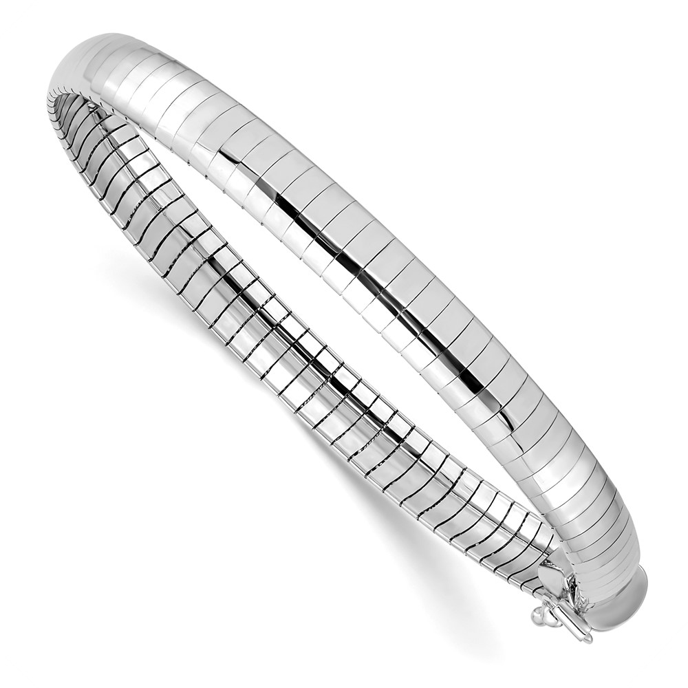14k White Gold Polished 6mm 7 inch Domed Omega Bracelet (OW6-7)