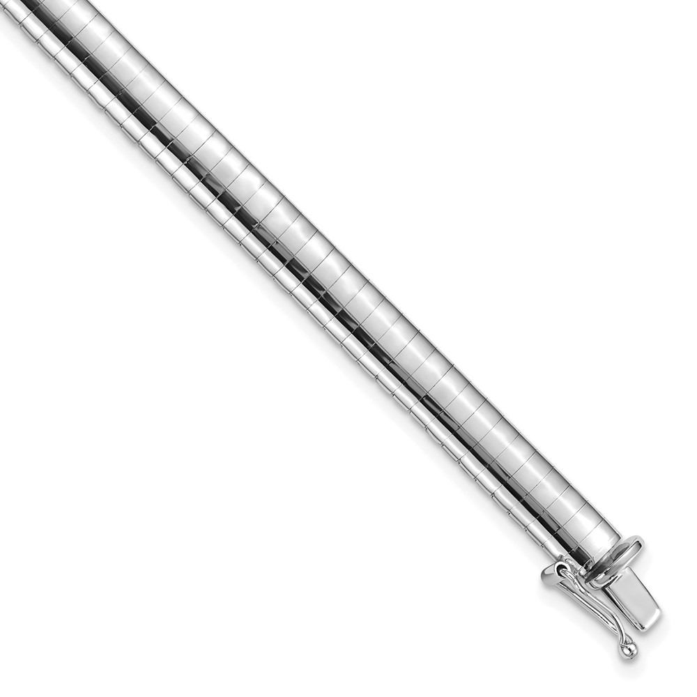 14k White Gold Polished 6mm 7 inch Domed Omega Bracelet (OW6-7)