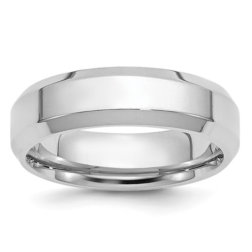 Platinum 5mm Polished Beveled Edge Wedding Band, Size 7