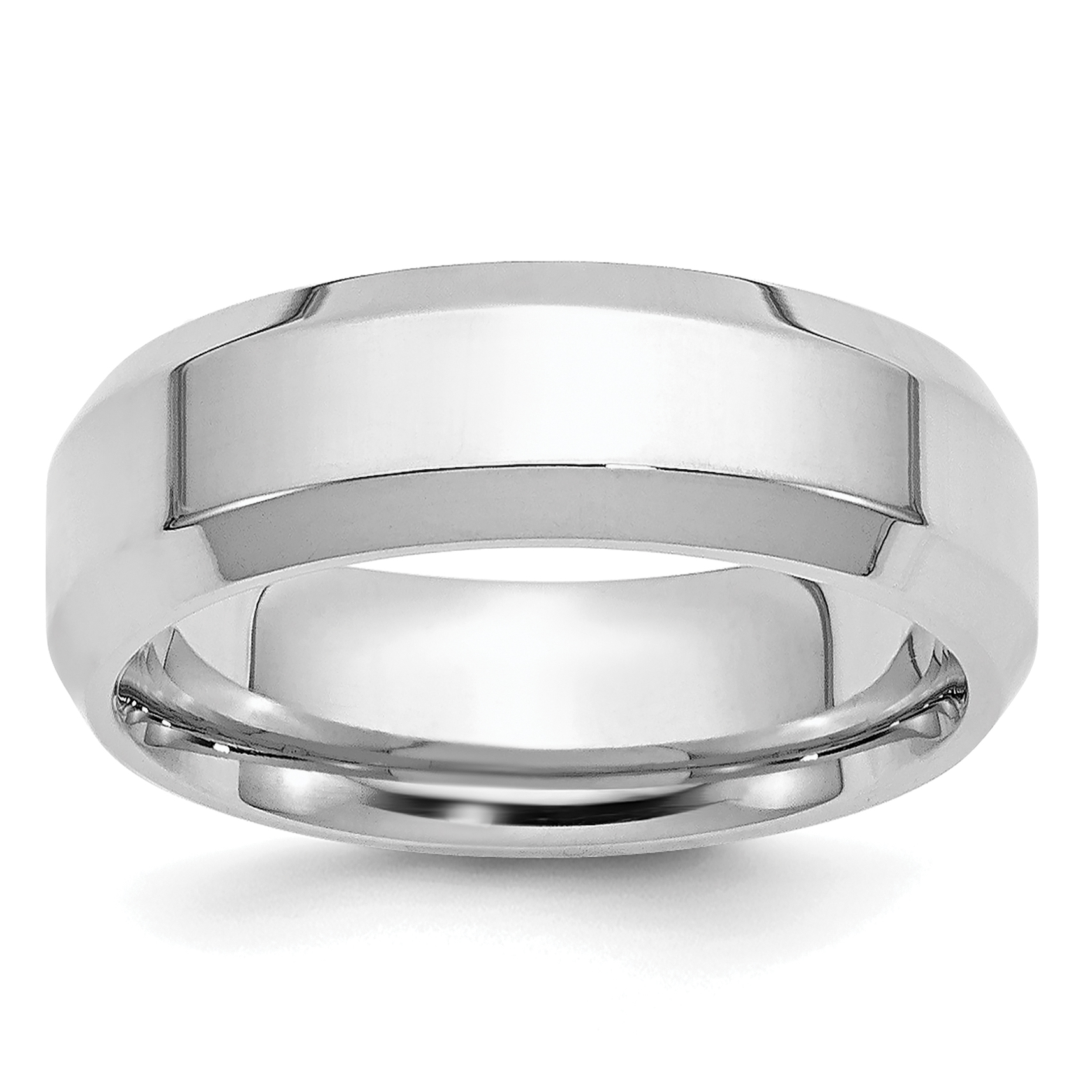 Platinum 6mm Polished Beveled Edge Wedding Band Size 8 (PBE060-8)