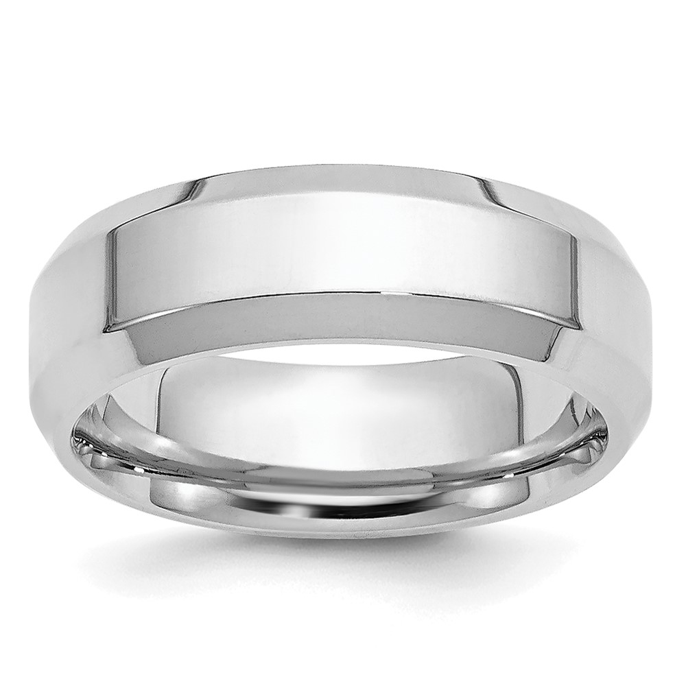 Platinum 6mm Polished Beveled Edge Wedding Band Size 8 (PBE060-8)