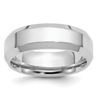 Platinum 6mm Polished Beveled Edge Wedding Band view 1