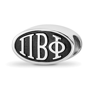Sterling Silver LogoArt 15.25mm Pi Beta Phi Sorority Greek Letters Enameled Oval Bead