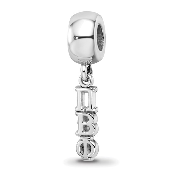 Sterling Silver Rh-plated LogoArt Pi Beta Phi Vertical Letters on Bead