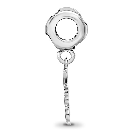 Sterling Silver Rh-plated LogoArt Pi Beta Phi Vertical Letters on Heart Bea