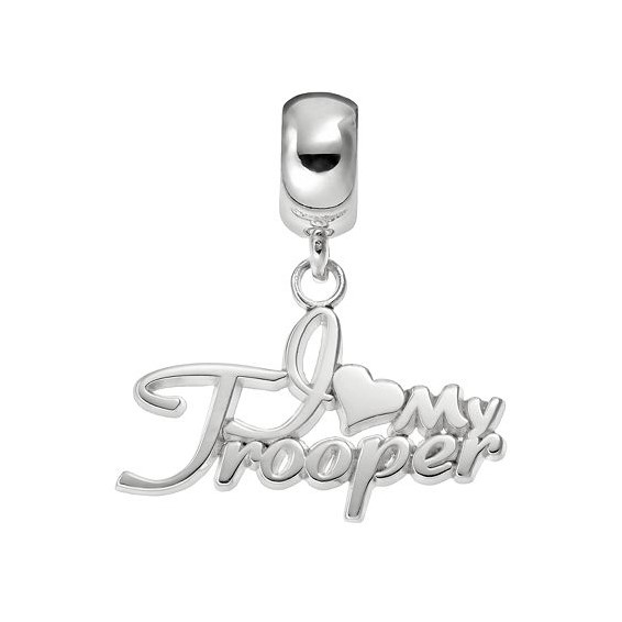 SS I LOVE MY TROOPER SCRIPT .6" x 1"EUROPEAN STYLE BEAD BAIL