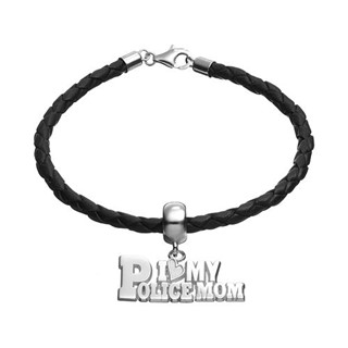 SS I LOVE MY POLICE MOM .5" x 1" BEAD BAIL AND BRACELET