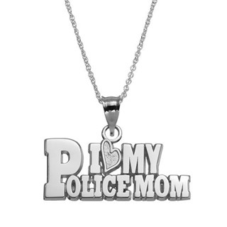 SS I LOVE MY POLICE MOM .5" x 1" 1MM ROLO CHAIN