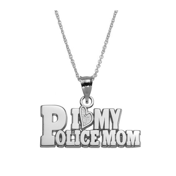SS I LOVE MY POLICE MOM .5" x 1" 1MM ROLO CHAIN