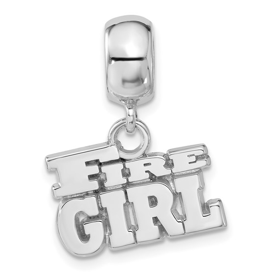 Sterling Silver Polished Fire Girl Dangle Bead