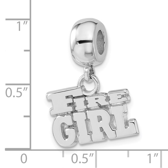 Sterling Silver Polished Fire Girl Dangle Bead