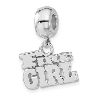 Sterling Silver Polished Fire Girl Dangle Bead