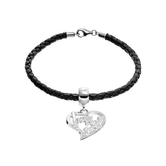 SS HEART WITH I MY FIREFIGHTER .75" BEAD BAIL AND BRACELE