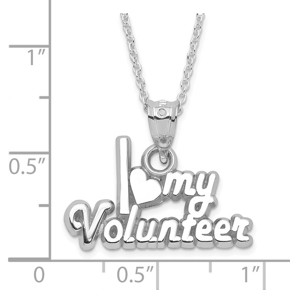 Sterling Silver Polished I Heart My Volunteer Necklace