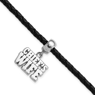 Sterling Silver Polished Chief's Wife Bead Leather Bracelet