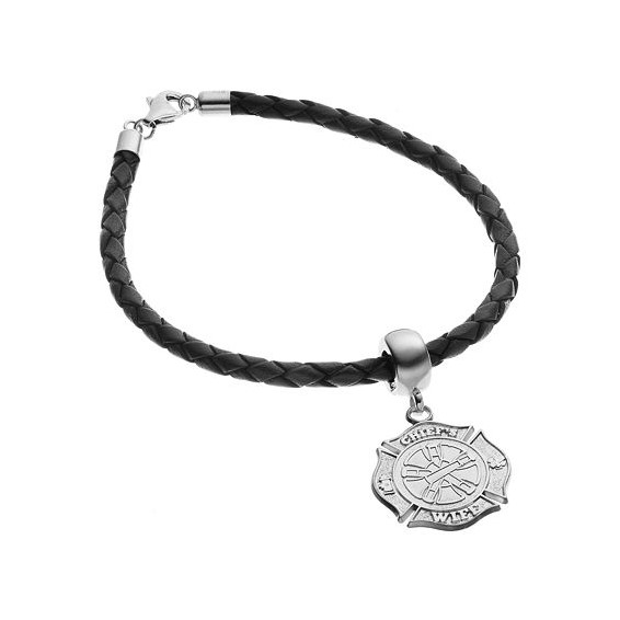 SS MALTESE CROSS WITH CHIEFS WIFE AND 5 HORNS 3/4" BEAD BAIL