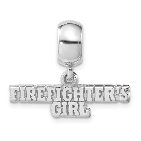 Sterling Silver Polished Firefighters Girl Dangle Bead