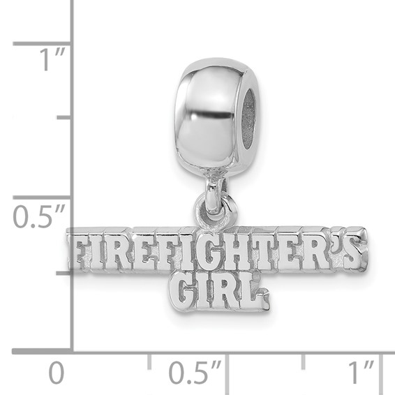 Sterling Silver Polished Firefighters Girl Dangle Bead