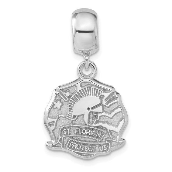 Sterling Silver Polished Saint Florian Dangle Bead